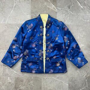 Whitby Kimono Womens Small Reversible Jacket Embroidered Coat Asian Japanese